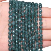 5x6mm Dark Green Jade Stone Beads Faceted Oval Shape Beads for Jewelry Making Diy Drop Bracelet Necklace Accessories