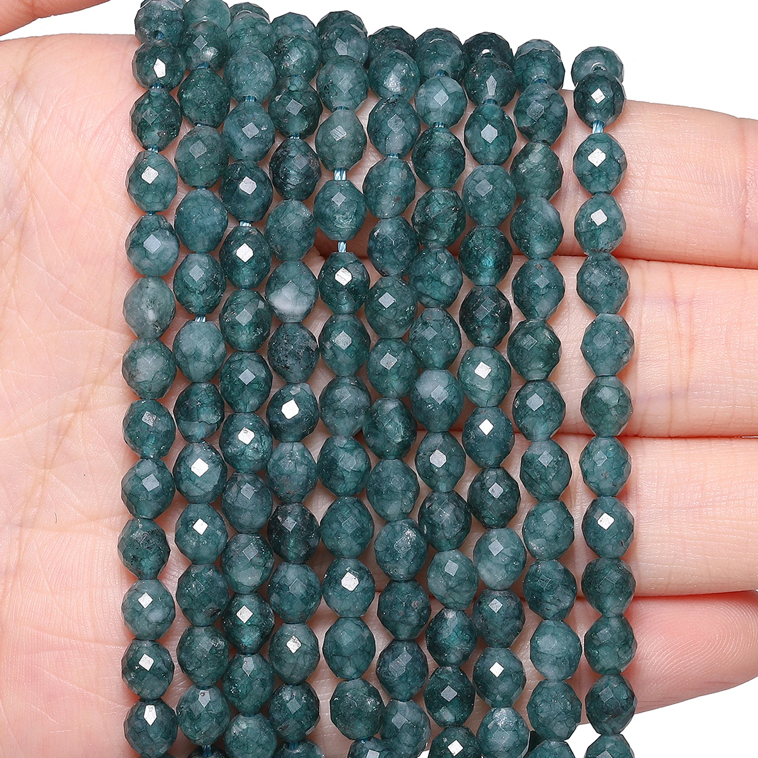 5x6mm Dark Green Jade Stone Beads Faceted Oval Shape Beads for Jewelry Making Diy Drop Bracelet Necklace Accessories