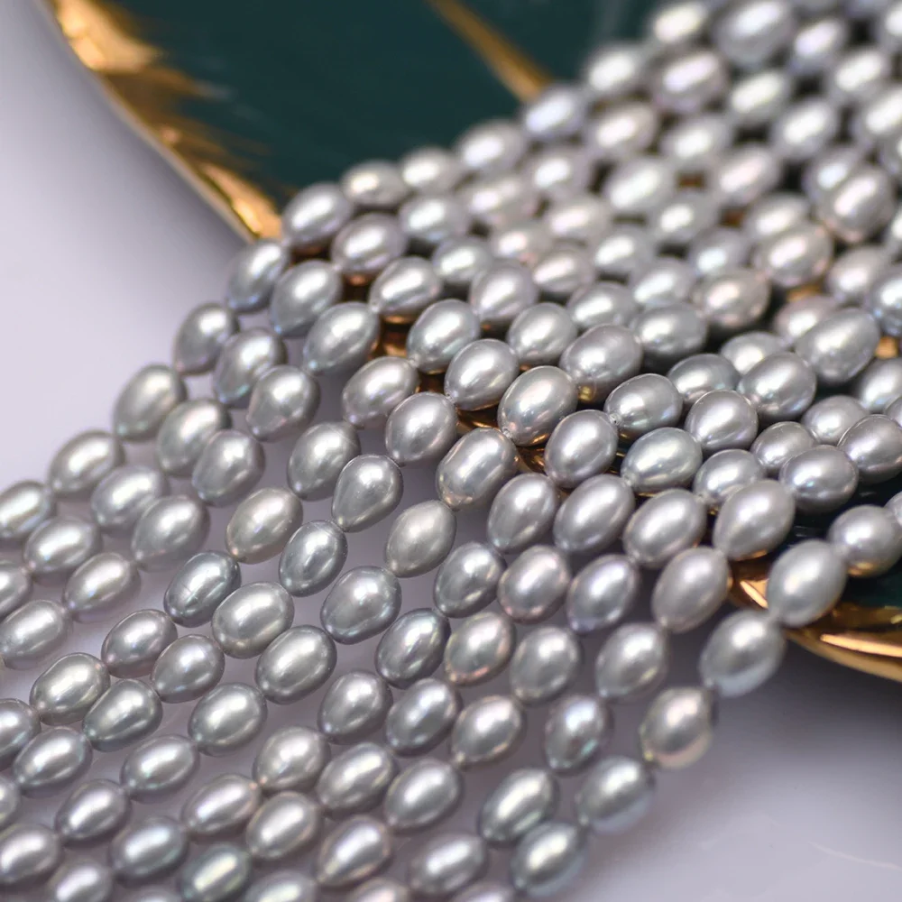 7-8mm 4A Natural Freshwater Pearl Gray Rice Exquisite High Quality Bead Jewelry Make DIY Necklace Bracelet Accessories Wholesale - Image 3