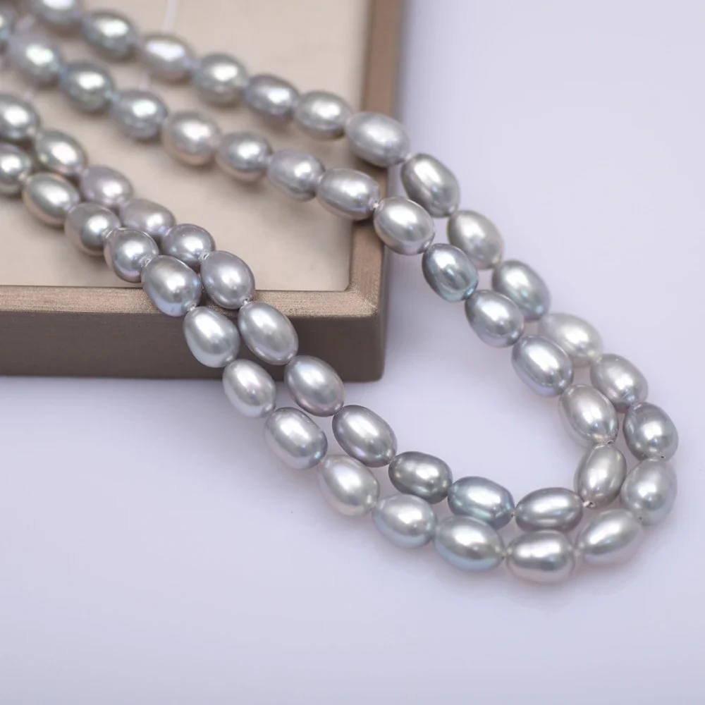 7-8mm 4A Natural Freshwater Pearl Gray Rice Exquisite High Quality Bead Jewelry Make DIY Necklace Bracelet Accessories Wholesale - Image 4
