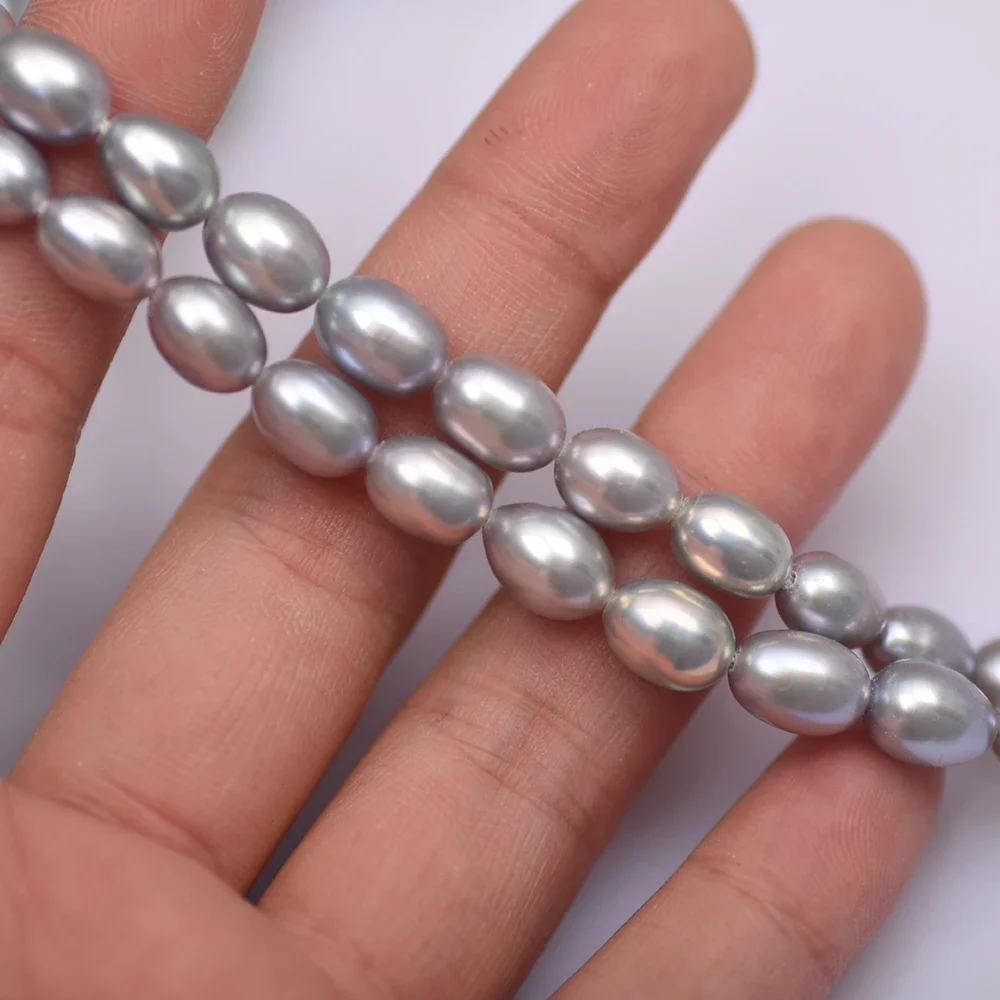 7-8mm 4A Natural Freshwater Pearl Gray Rice Exquisite High Quality Bead Jewelry Make DIY Necklace Bracelet Accessories Wholesale - Image 6
