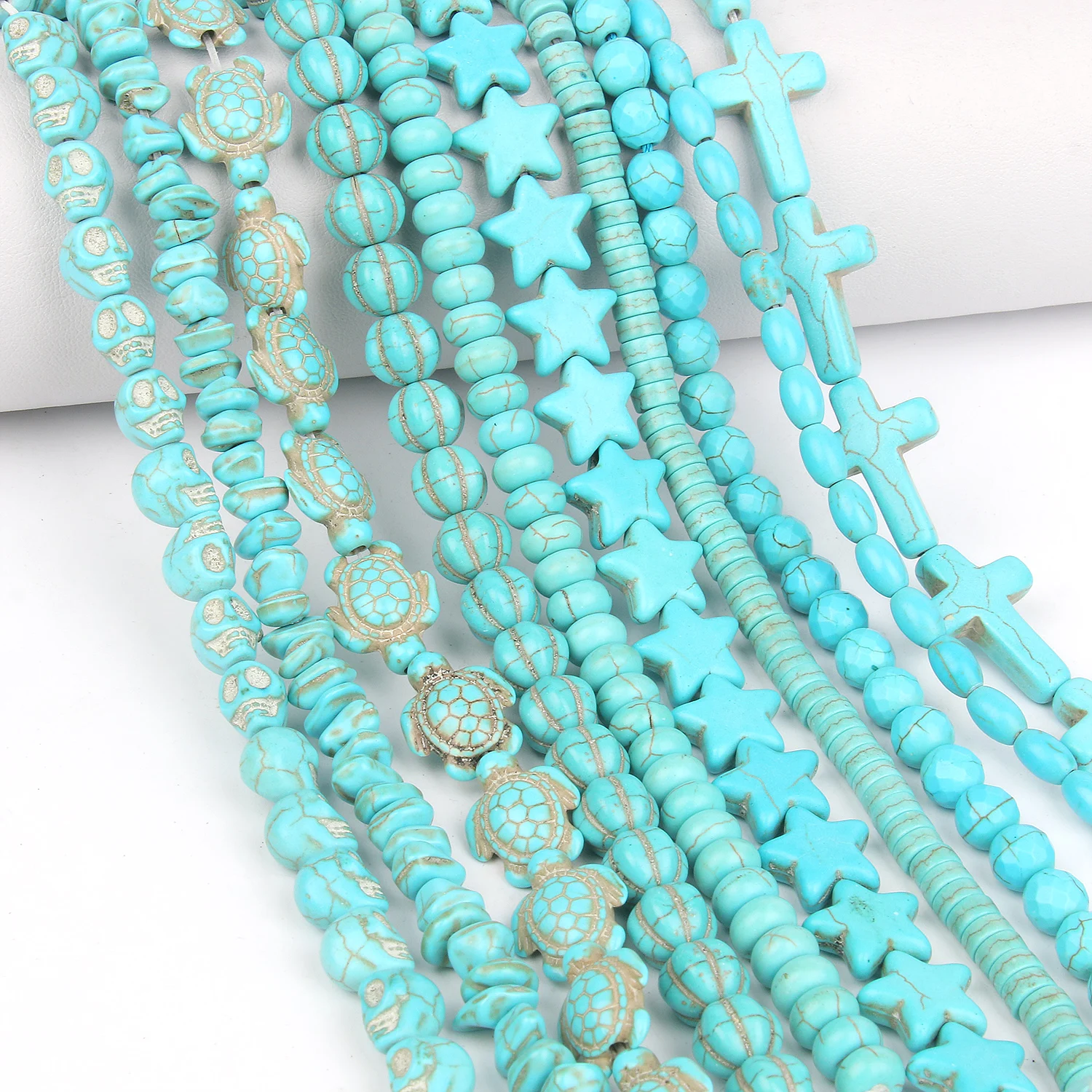 Natural Blue Turquoise Stone Beads Charms Star Flat Round Cross Turtle Heart Waterdrop Irregular Beads For Jewelry Making Crafts - Image 5