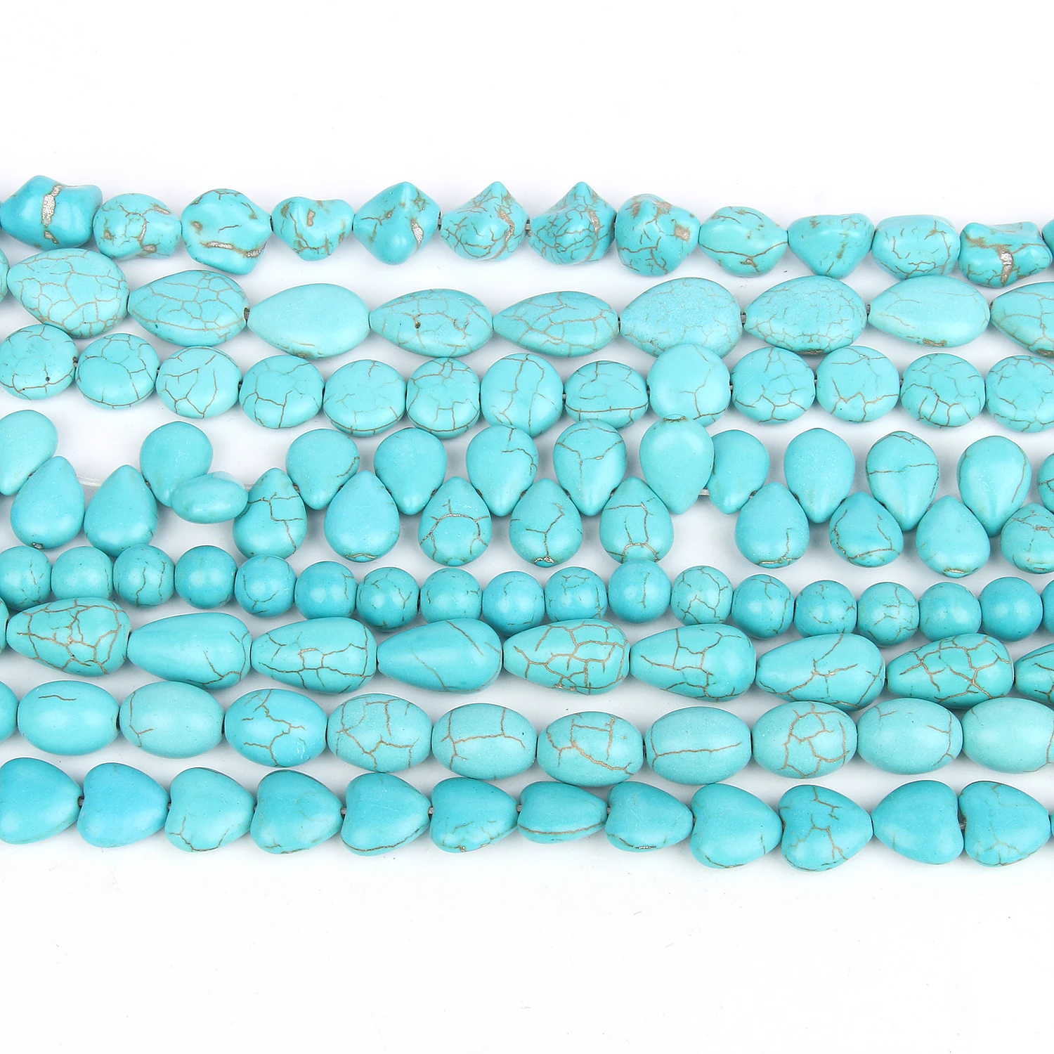 Natural Blue Turquoise Stone Beads Charms Star Flat Round Cross Turtle Heart Waterdrop Irregular Beads For Jewelry Making Crafts - Image 3