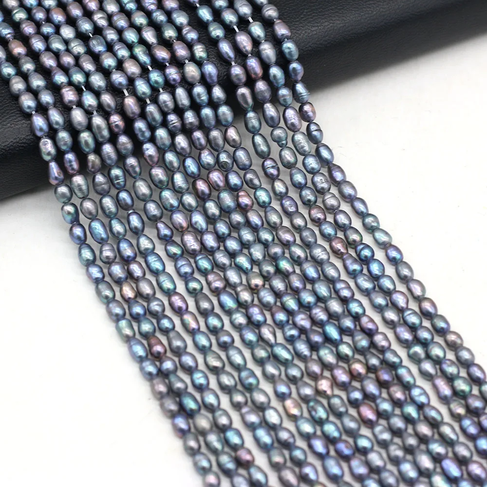 High Quality Natural Freshwater Black Pearl Rice Beads Loose Beaded For Jewelry Making DIY Charms Bracelet Necklace Accessories - Image 2