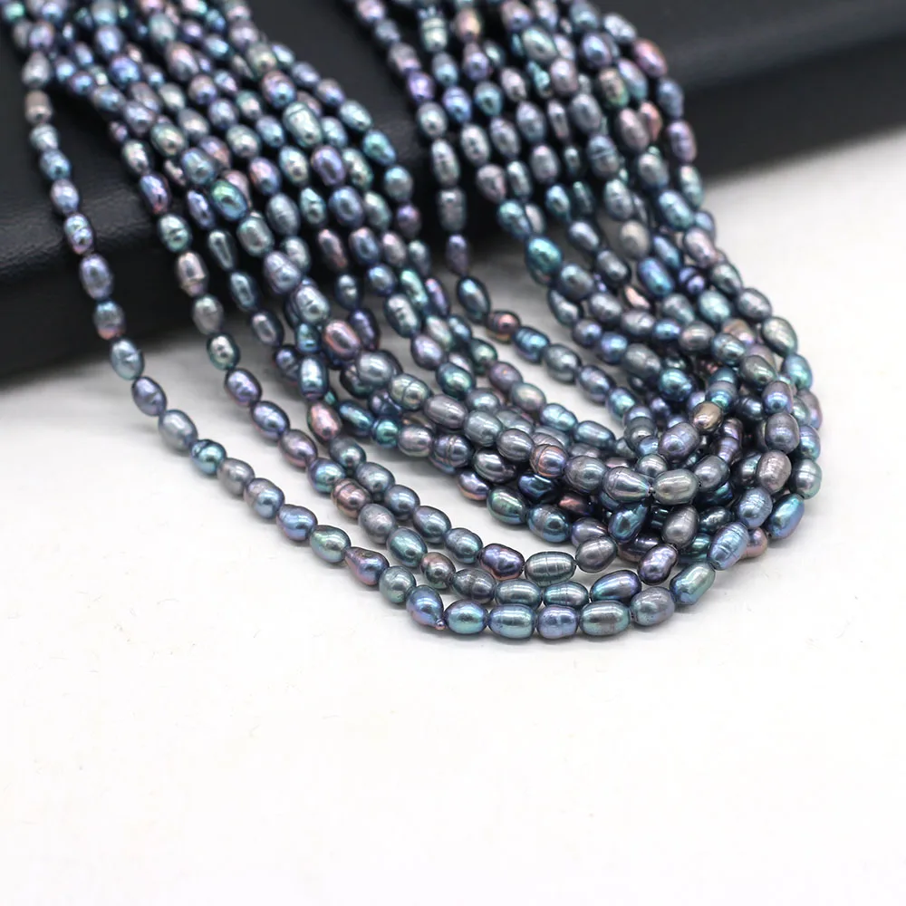 High Quality Natural Freshwater Black Pearl Rice Beads Loose Beaded For Jewelry Making DIY Charms Bracelet Necklace Accessories - Image 3