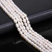 Hot Sale Natural Freshwater Cultured Pearls Beads Rice Shape 100% Women Gift for Jewelry Making DIY Strand 14 Inches Size 5-6mm