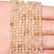 Natural Citrine Beads 3mm Faceted Square Cube Shape Beads for Women Jewelry Making Diy Drop Bracelet Necklace Accessories