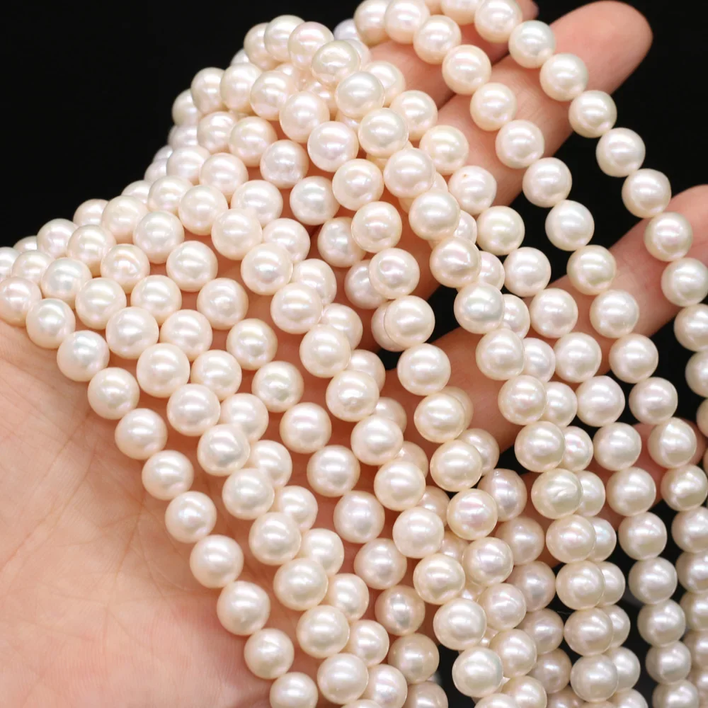 Natural Freshwater Pearl Beads Round Shape isolation Loose Beads For jewelry making DIY necklace bracelet accessories 7-8mm - Image 2