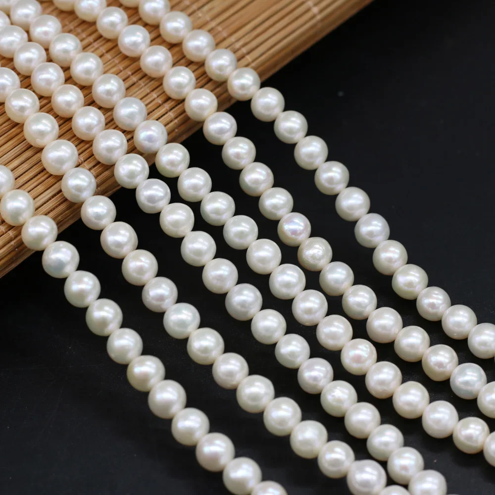 Natural Freshwater Pearl Beads Round Shape isolation Loose Beads For jewelry making DIY necklace bracelet accessories 7-8mm - Image 3