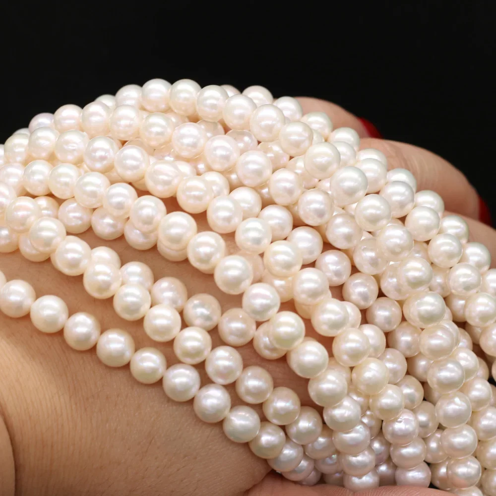 Natural Freshwater Pearl Beads Round Shape isolation Loose Beads For jewelry making DIY necklace bracelet accessories 7-8mm - Image 5