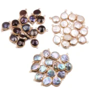 2pcs Natural Freshwater Pearl Pendant Elliptical Double hole connector Pendants for Jewelry Making DIY Bracelet Necklaces Accessories