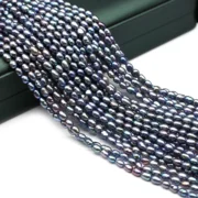Natural Freshwater Pearl Rice Shape 3-4mm Black Pearls Loose Spacer Beaded For Jewelry Making DIY Bracelet Necklace Accessories