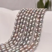 Natural Freshwater Pearls Irradiated Gray Rice Beads AAA High Quality Loose Beads for Jewelry Making DIY Necklace Accessories