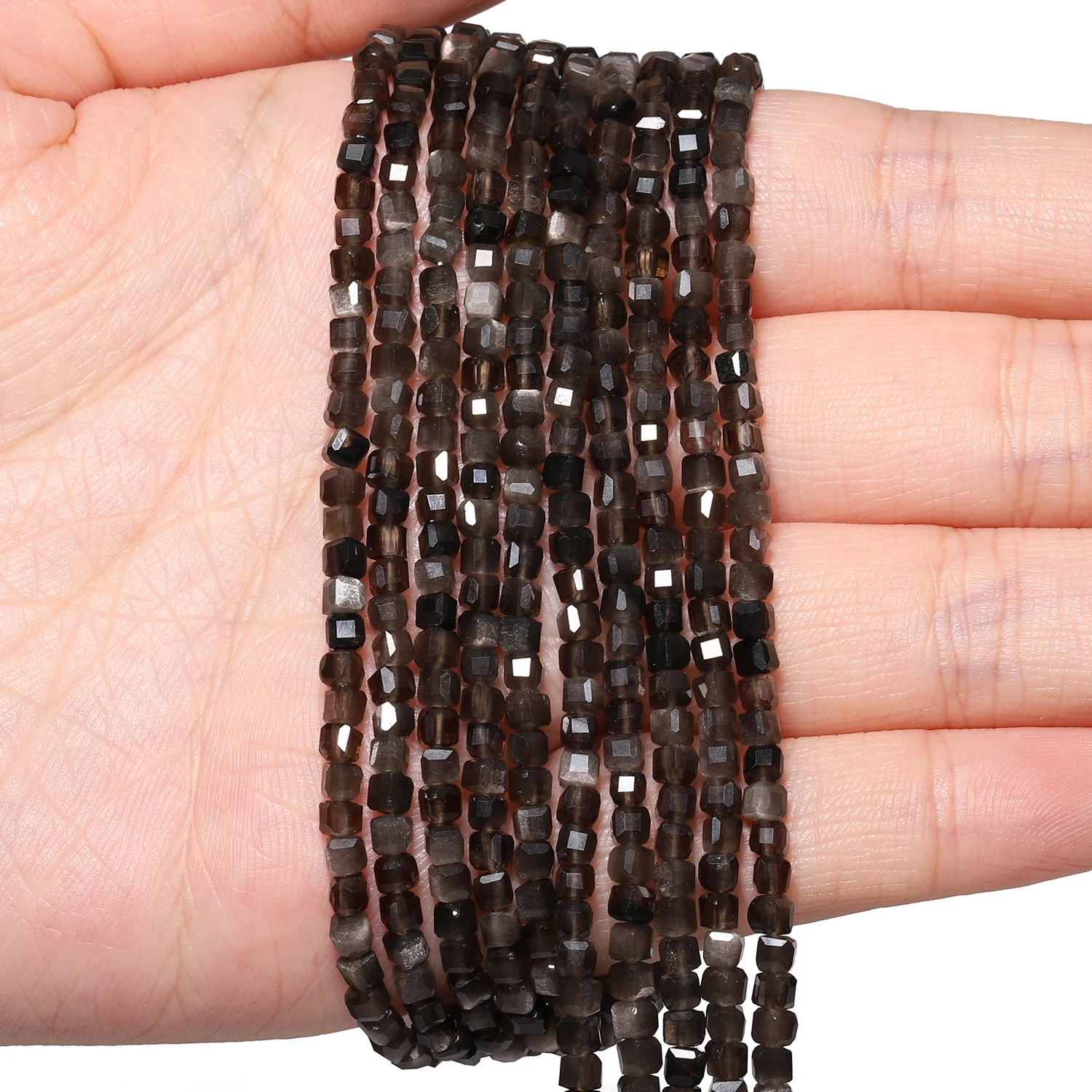 Natural Smoky Quartz Beads 3mm Faceted Square Cube Shape Beads for Women Jewelry Making Diy Drop Bracelet Necklace Accessories - Image 5