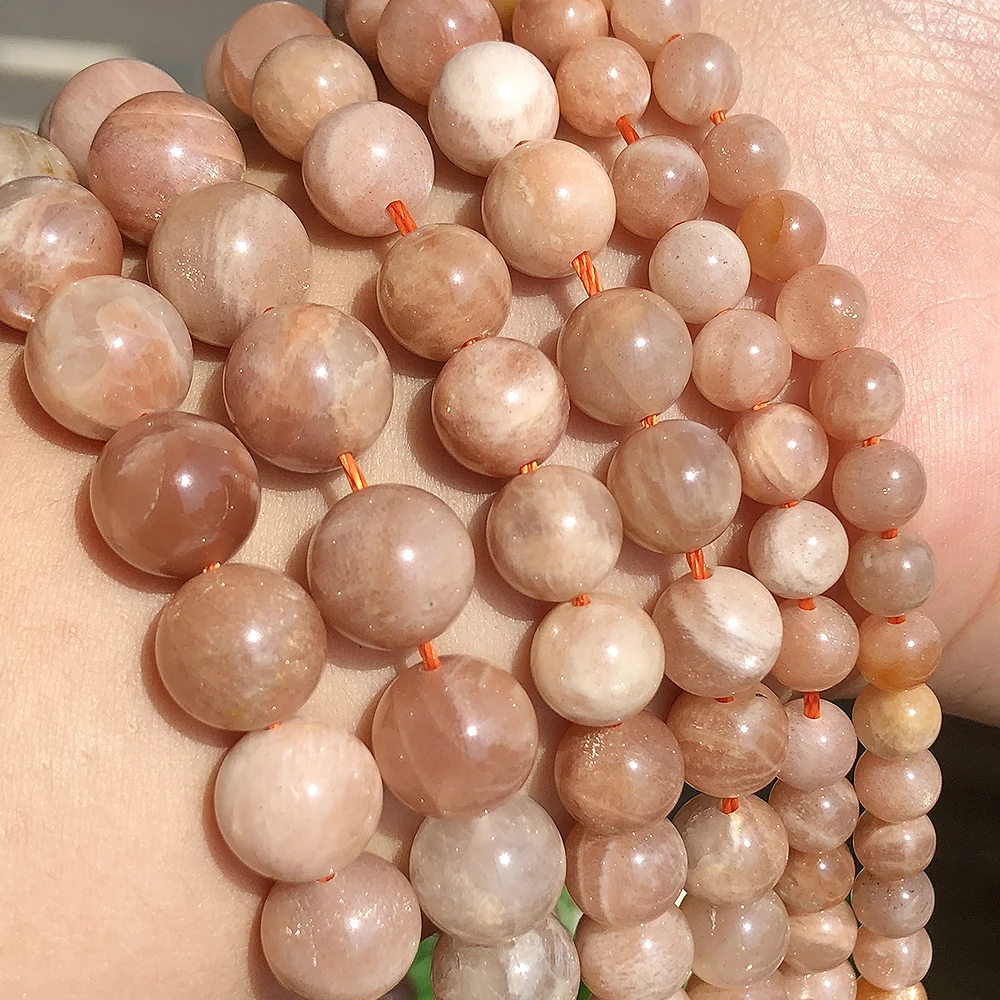 Wholesale 4mm 6mm 8mm Natural Sunstone Gems Stone Beads Round Loose Spacer Beads For Jewelry Making Diy Bracelet Accessories - Image 3