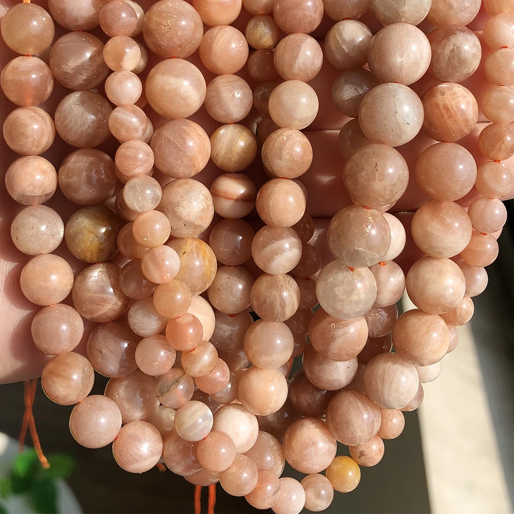 Wholesale 4mm 6mm 8mm Natural Sunstone Gems Stone Beads Round Loose Spacer Beads For Jewelry Making Diy Bracelet Accessories - Image 4