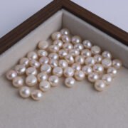 10pcs/lot Strong light 8-9mm light-champagne cross holes bread beads natural freshwater pearls loose bead diy material accessories