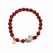 Red Agate Amethyst Zodiac Year of Horse Bracelet S999 Pure Silver Cute Horse Pendant New Year Jewelry DIY