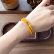 Natural Amber Double Layers Beeswax Bracelet Material Kit Red Agate Turquoise Tibetan Style Buddhism Jewerly