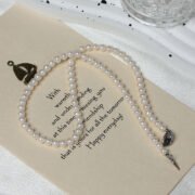 Simple Sycee Buckle Pearl Necklace Material Kit 9mm Natural Freshwater Pearls + S925 Silver Accessories