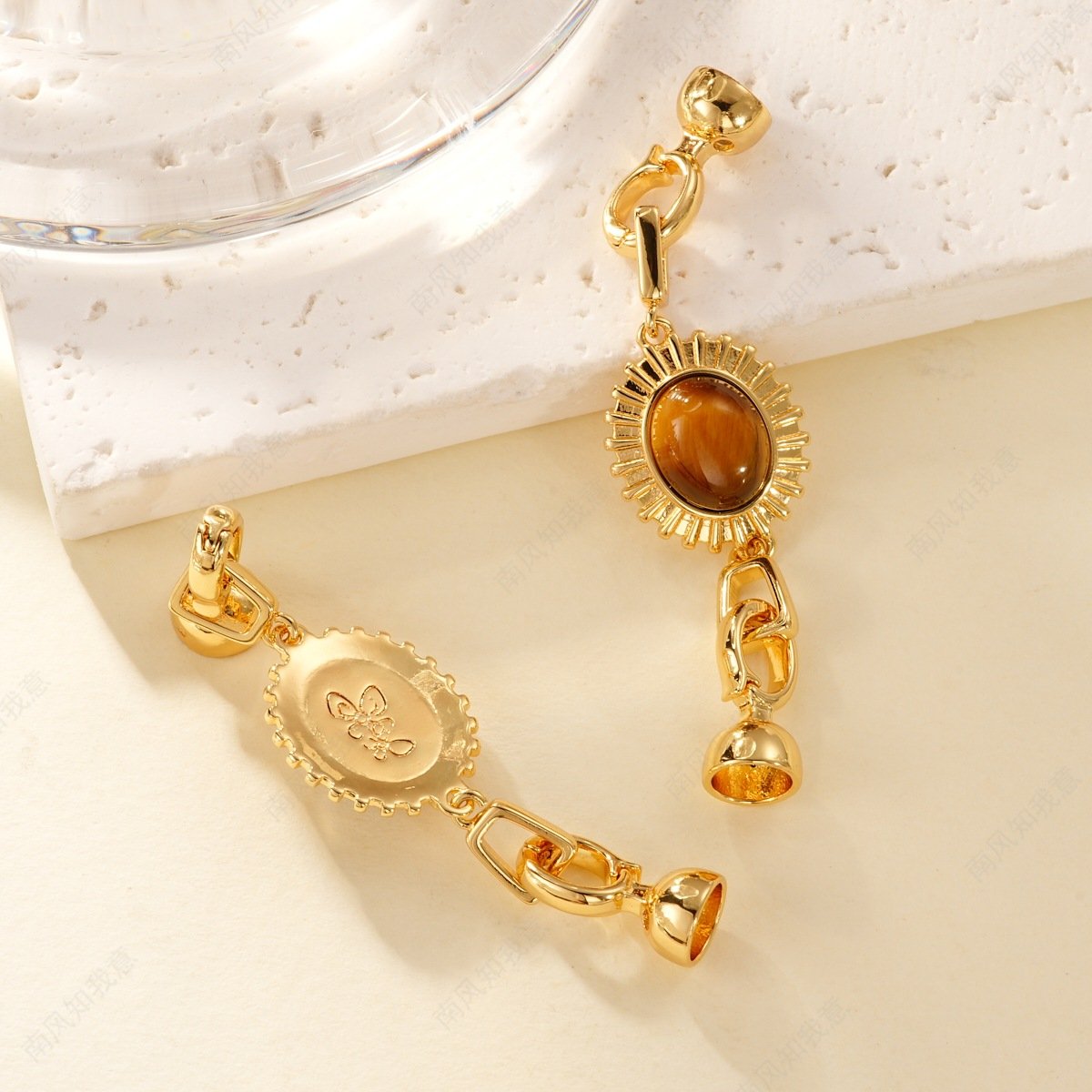 Tiger Eyes Buckle Bracelet for Men Women Material Kit 5A Natural Tiger Eye Stone + Buckle + Accessories for Jewelry Making - Image 3