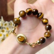 Tiger Eyes Buckle Bracelet for Men Women Material Kit 5A Natural Tiger Eye Stone + Buckle + Accessories for Jewelry Making