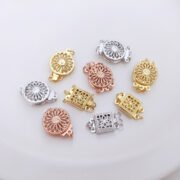 3pcs/lot 18K Gold Color Brass Necklaces Bracelets Connect Square Round Clasps Diy Jewelry Making Supplies Accessories Wholesale