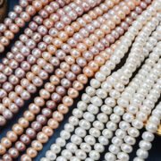 7-8mm Muffin Shape Natural Freshwater Pearls Beads White Purple Pink for Jewelry Making Bracelet Necklace DIY