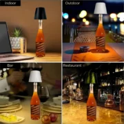USB Charge Bottle Table Lamp Touch Control of 3 Colors and Stepless Dimming Night Lamp Suitable for Bar Wine Bottles Desk Lights
