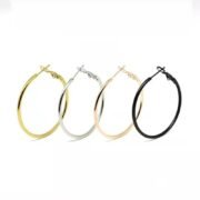 4 pairs/lot 30mm-70mm Stainless steel Hoop Earrings Silver/Gold/Rose gold/Black Jewelry Wholesale