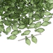 100pcs/lot Acrylic Green Leaf Beads for Jewelry Making, Mini Tree Leaf Shaped Loose Beads for DIY Necklace and Earrings