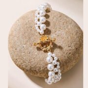 Pearls Bracelet with 18K Gold-plated Flower OT Buckle Handmade Jewelry Making Material Kit
