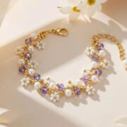 Dreamy Cottagecore Pearl Bracelet 18K Gold-plated Accessories Glass Beads Handmade Jewelry DIY Material kit